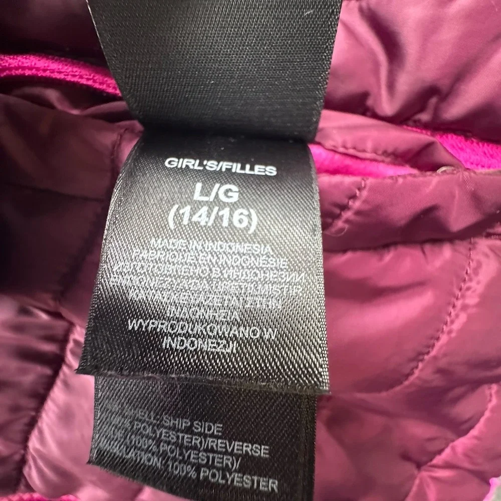 North Face Girls Reversible Pink Purple Jacket Sz‎ L Large 14/16 CN01 TB5M
